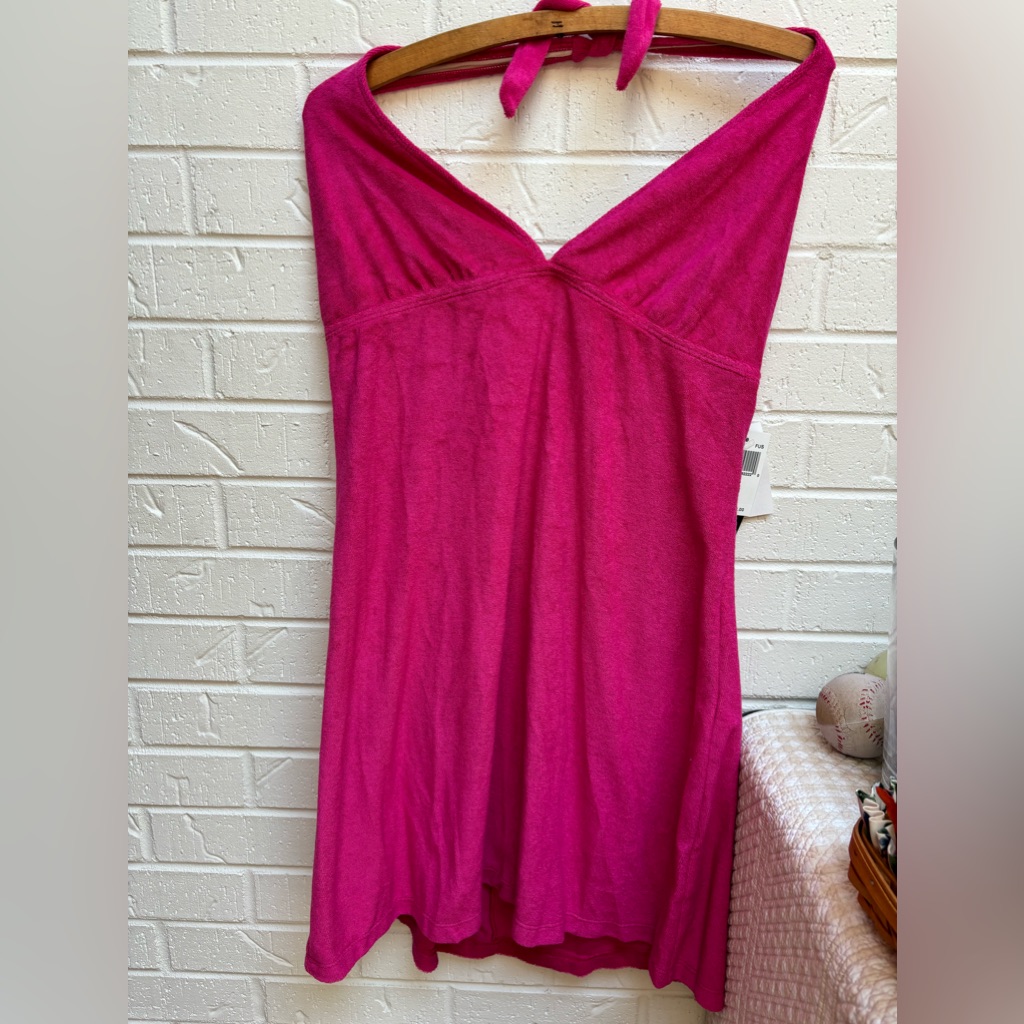 La Blanca Nwt Fuchsia Pink Terry Cloth Halter Dress Size L